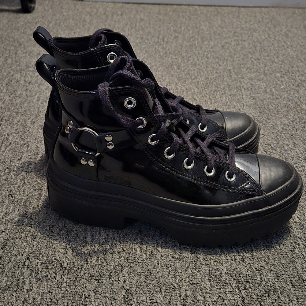 Converse Black Patent Combat Boots